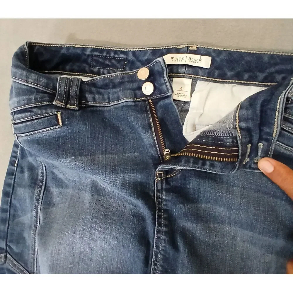 White House Black‎ Market Womens Blue Denim Skirt Size 4 32 Waist- Long 16